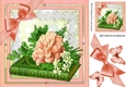 Pretty vintage peach flowers on a book with lace 8x8