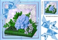 Pretty vintage blue flowers on a book with lace 8x8
