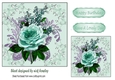 Pretty painted turq flower arrangement in ornate frame 5x5