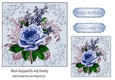 Pretty painted blue flower arrangement in ornate frame 5x5