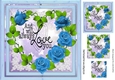 I will always love you with pretty blue rose heart with leaves 8x8