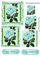 Pretty turq rose in ornate frame pyramids