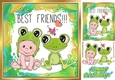 Best of friends Cute baby and frog 8x8