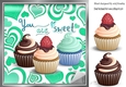 You are sweet My Cupcake in turq heart frame 8x8