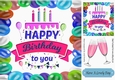 Birthday celebrations card front in balloon frame 8x8 (pink banner)