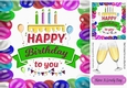 Birthday celebrations card front in balloon frame 8x8 (green banner)