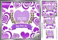 I Love You Mom Purple Hearts and flowers for mothers day 8x8