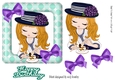 Afternoon tea with girl blond hair in polkadot frame