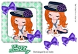 Afternoon tea with girl red hair in turq polkadot frame