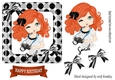 Smile for the camara cute little girl red hair in polkadot frame