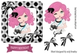 Smile for the camara cute little girl pink hair in polkadot frame