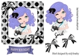Smile for the camara cute little girl purple hair in polkadot frame