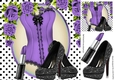 Sexy purple /black lace basque with polkadot and roses 8x8