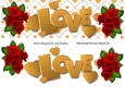 GOLD LOVE With red roses large DL