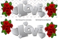SILVER LOVE With red roses large DL