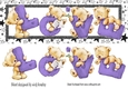 Four lovely love bears purple with stars DL