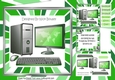 Computer and gadgets in green stripe 8x8 mini kit