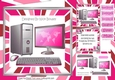 Computer and gadgets in pink stripe 8x8 mini kit (FEMALE)