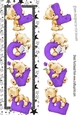 Four lovely love bears purple with stars TALL DL