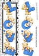 Four lovely love bears blue with stars TALL DL