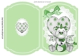 Cute Dragon with heart on lace green, cut and fold A5