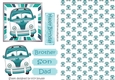 BUILD A CARD Turq Toony Campervan in stripe frame A5 Card Front
