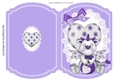 Cute Dragon with heart on lace purple cut and fold A5