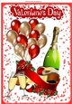 Made with love, balloons, hearts, roses and champagne for two A4