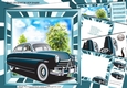 Vintage blue car in the meadows 8x8 mini kit