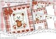 Cute white Hug Me Bear with brown heart on lace with bow 8x8 mini kit
