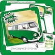 Green Campervan in the meadows 8x8 mini kit