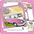 Pink Campervan in the meadows 8x8 mini kit