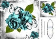 pretty turq rose with white butterflies in black/white mono frame 8x8