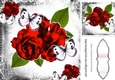 pretty red rose with white butterflies in black/white mono frame 8x8