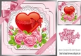 Heart bows and roses on lace  for valentines 8x8