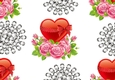 Hearts and pink roses with diamonds backing paper (canvas)