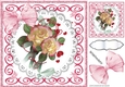 pretty pink flowers on lace in scroll frame 8x8