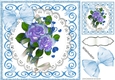 pretty blue flowers on lace in scroll frame 8x8