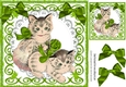 lovely vintage kittens in scroll frame with green bows 8x8