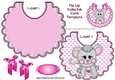 Cute stitched mouse on a flip top bib with pearls and pink bows
