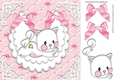 Quilted with roses lace bib with cute kitten & pink bows 8x8