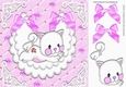 Quilted with roses lace bib with cute kitten & lilac bows 8x8