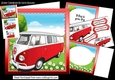 In the sunny meadow, red camper van 8x8 mini kit 