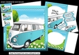 In the sunny meadow, turq camper van 8x8 mini kit