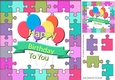 Birthday Balloons in jigsaw frame 8x8