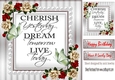 Cherish the day! butterflies and red/cream roses & pearls card front 8x8