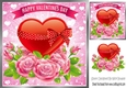 Red Heart with pink roses 8x8