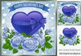 Blue Heart with blue roses 8x8