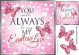 My Endless Love with script and pink butterflies card front 8x8