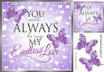 My Endless Love with script and purple butterflies card front 8x8